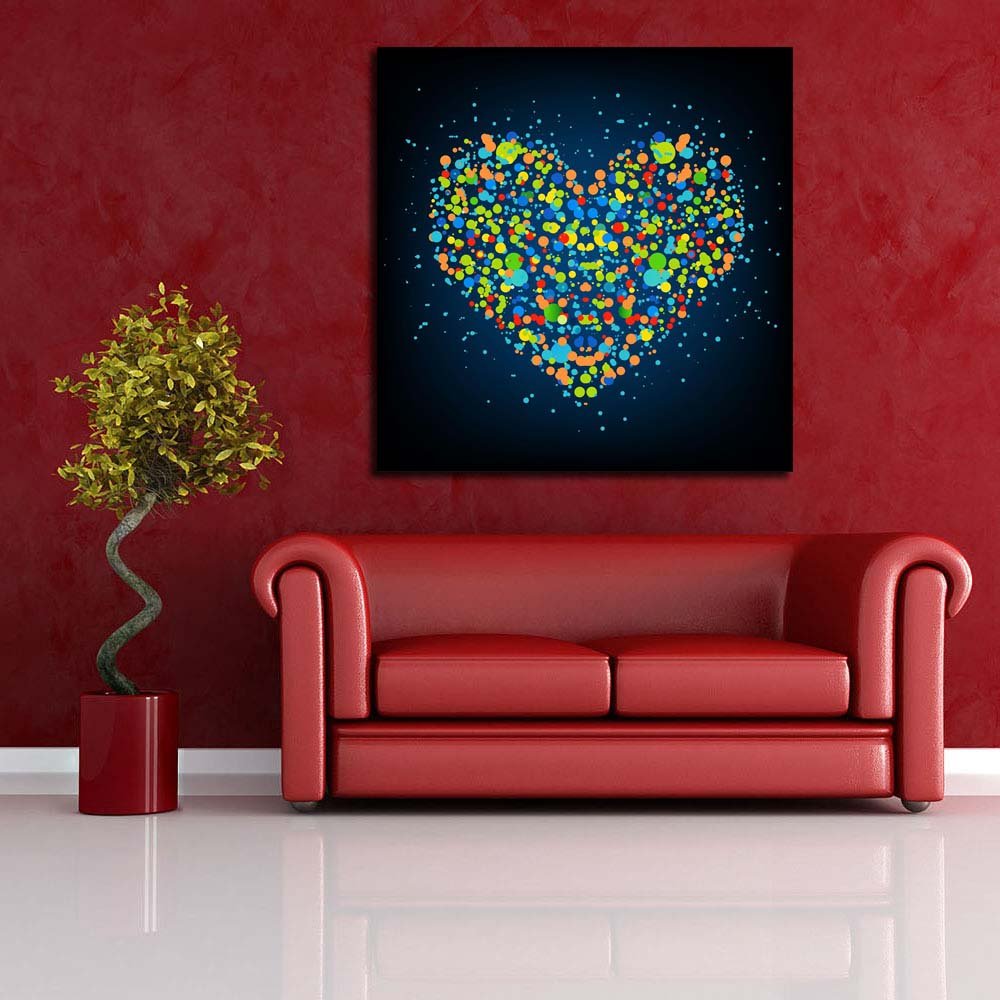 ArtzFolio Colorful Heart | Unframed Premium Canvas Painting for