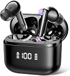 Ecouteurs sans fil, 2026 Bluetooth 5.3 Casques sans fil avec HiFi Stéréo et ENC Le bruit annule Mic, 48H dans les écouteurs d'oreille LED Affichage numérique, IPX7 Bouds d'oreilles, Contrôle de toucher, Android iOS, Rose