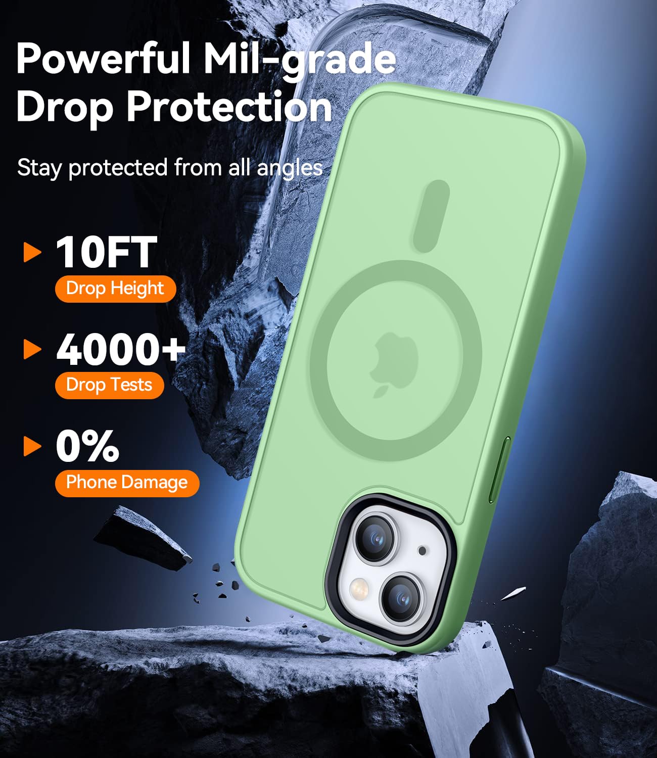 CANSHN Cover Magnetica Opaca per iPhone 13/14, [Compatibile con MagSafe] Custodia Traslucida Opaca Protettiva Sottile Antiurto 6,1 Pollici - Verde Chiaro