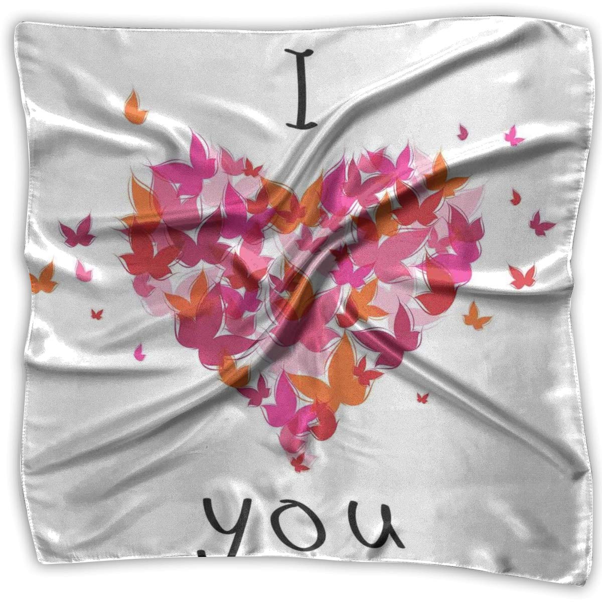 Mixed Designs Silk Square Scarves Bandana Scarf, Stylish Heart Figure Filled With Butterflies Soul Mate Real True Deep My Dear Valentines,Womens Neck Head Set