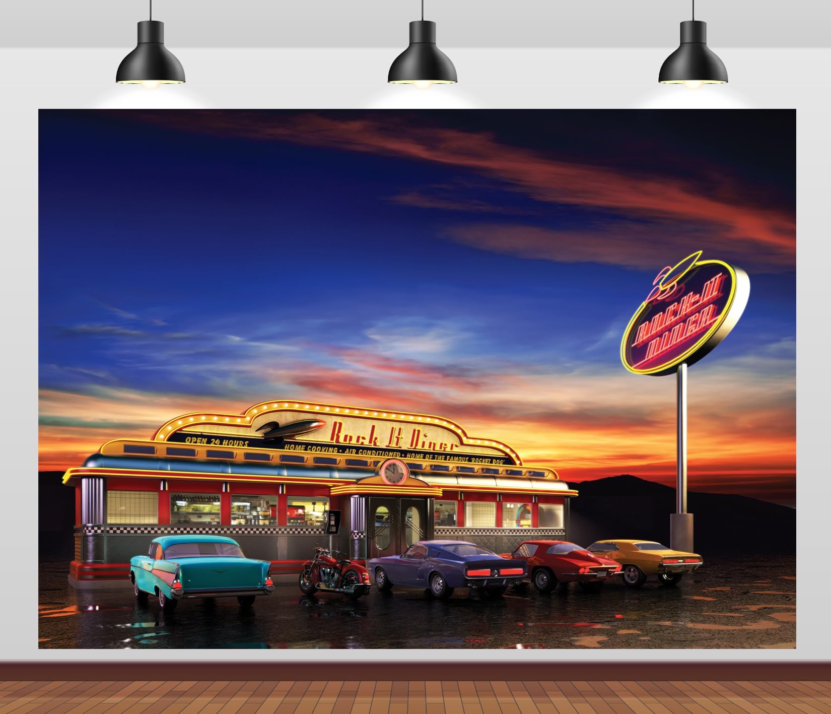 Amazon.com : BELECO 7x5ft Fabric Retro American Diner 