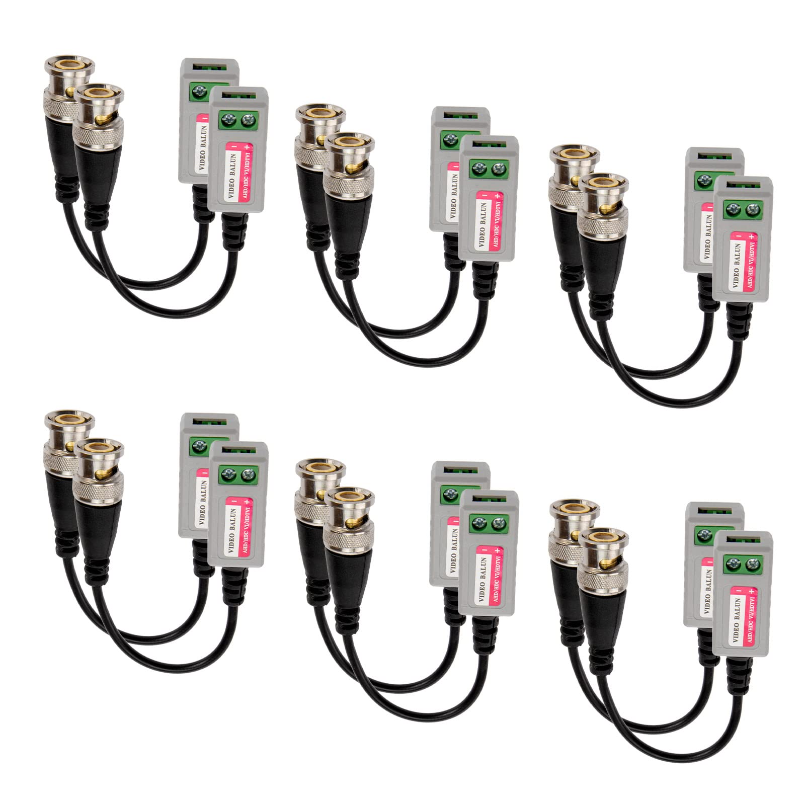 OTOTEC 6 Pares (12 Piezas) Mini CCTV Pasivo BNC Video Balun Cable Transceptor para Cable BNC Macho A Través de Transmisor de Par Trenzado CAT5/5E/6 Sistema de Cámara de Seguridad CCTV