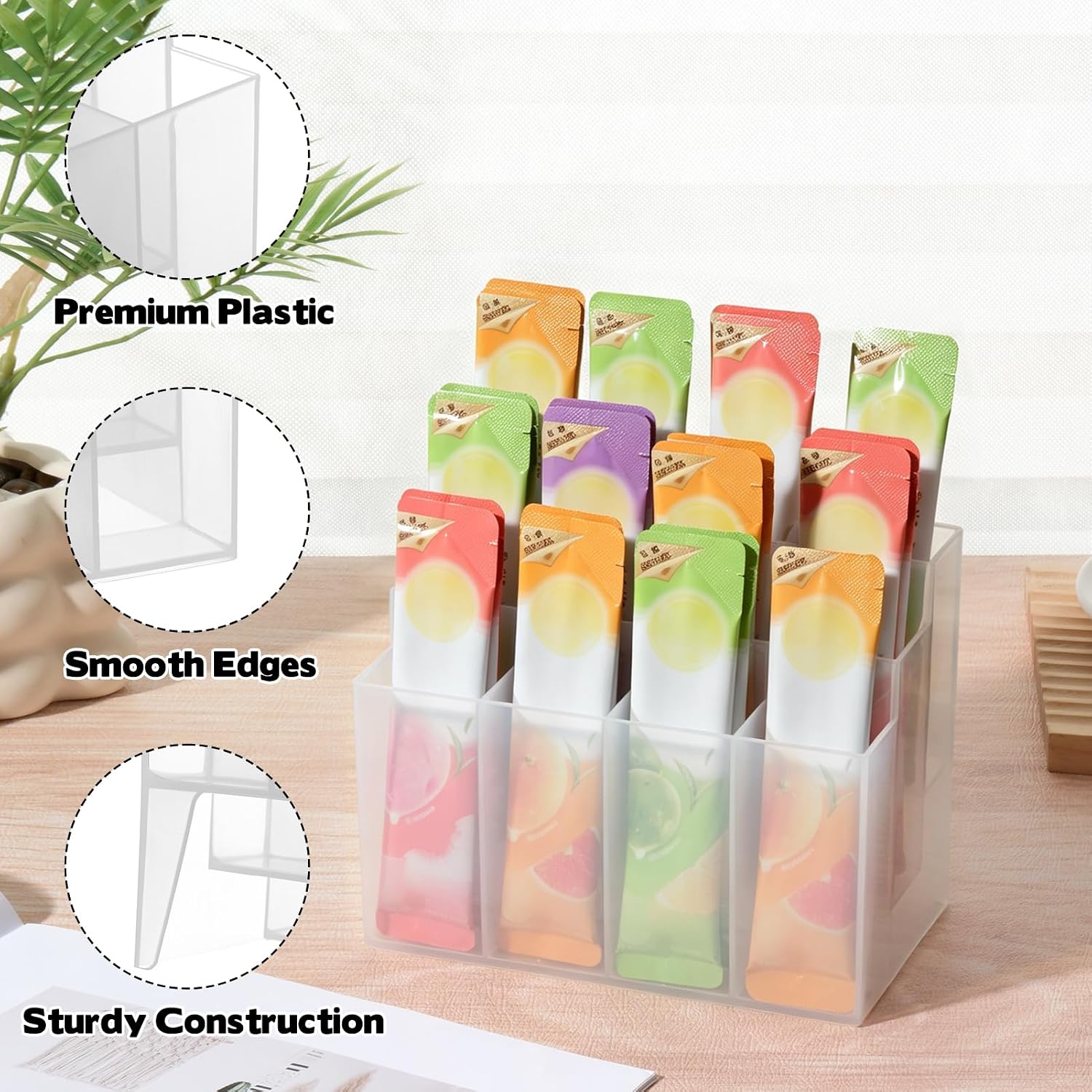 3-Tier Drink Packet Organizer, Water Flavor Packet Holder with 12 Slots