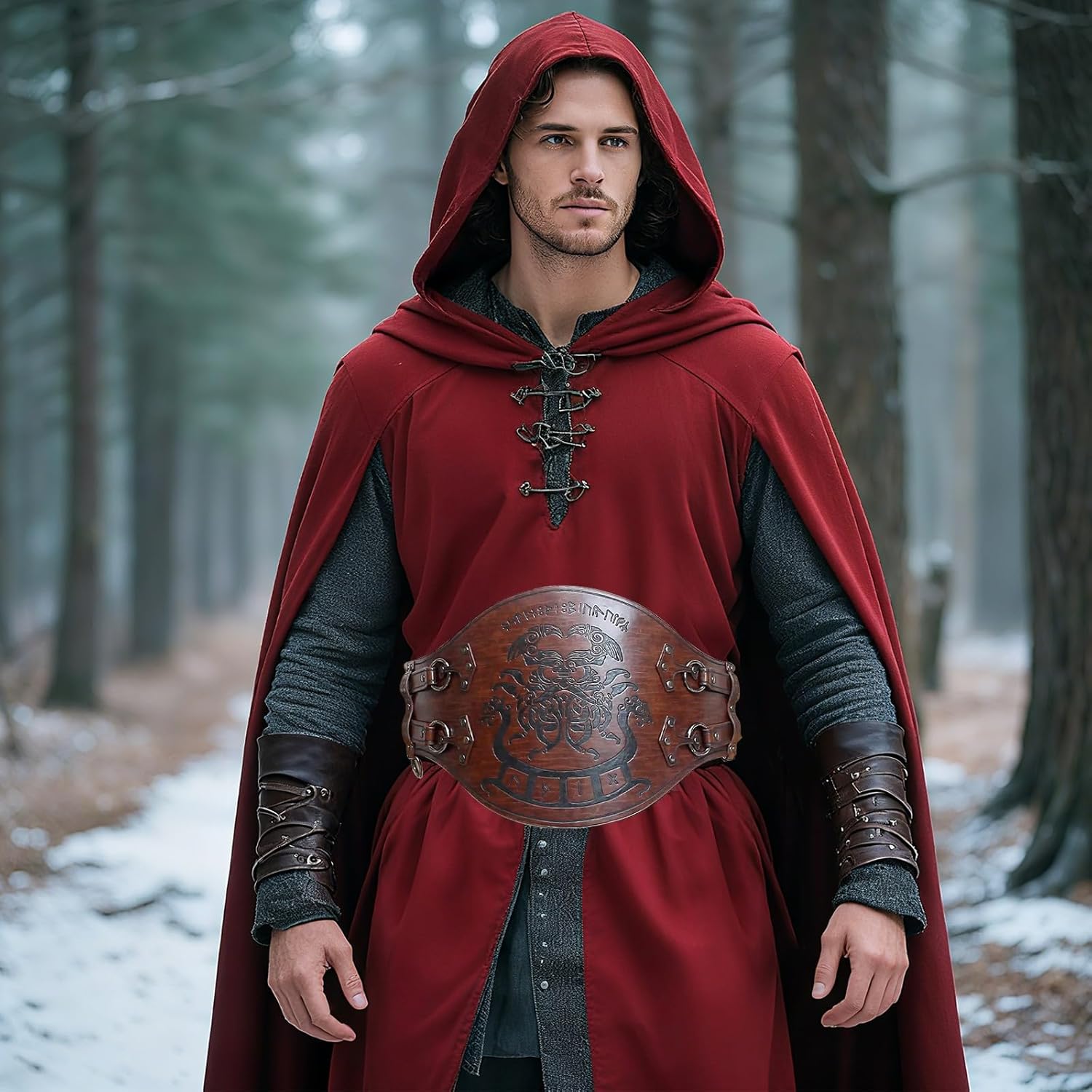 Renaissance Belt for Men Wide Viking Armor Medieval Warrior Belt Thick Corset Faux Leather Ren Faire Costume Accessories Gift - Image 4