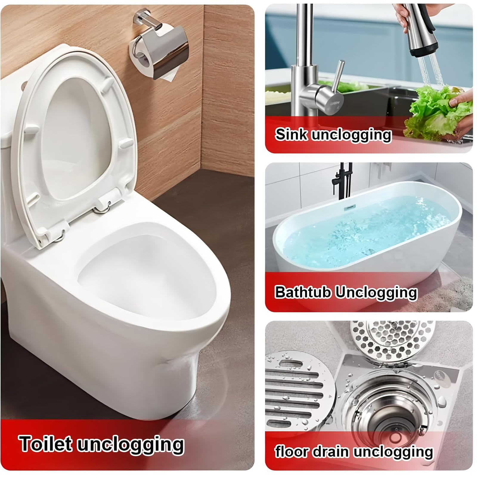 Déboucheur de Toilette à Air Comprimé avec Manomètre Visuel, Déboucheur à Pompe Haute Pression avec 4 Ventouses, Déboucheur WC Piston de Toilette avec Connectez Le Tube