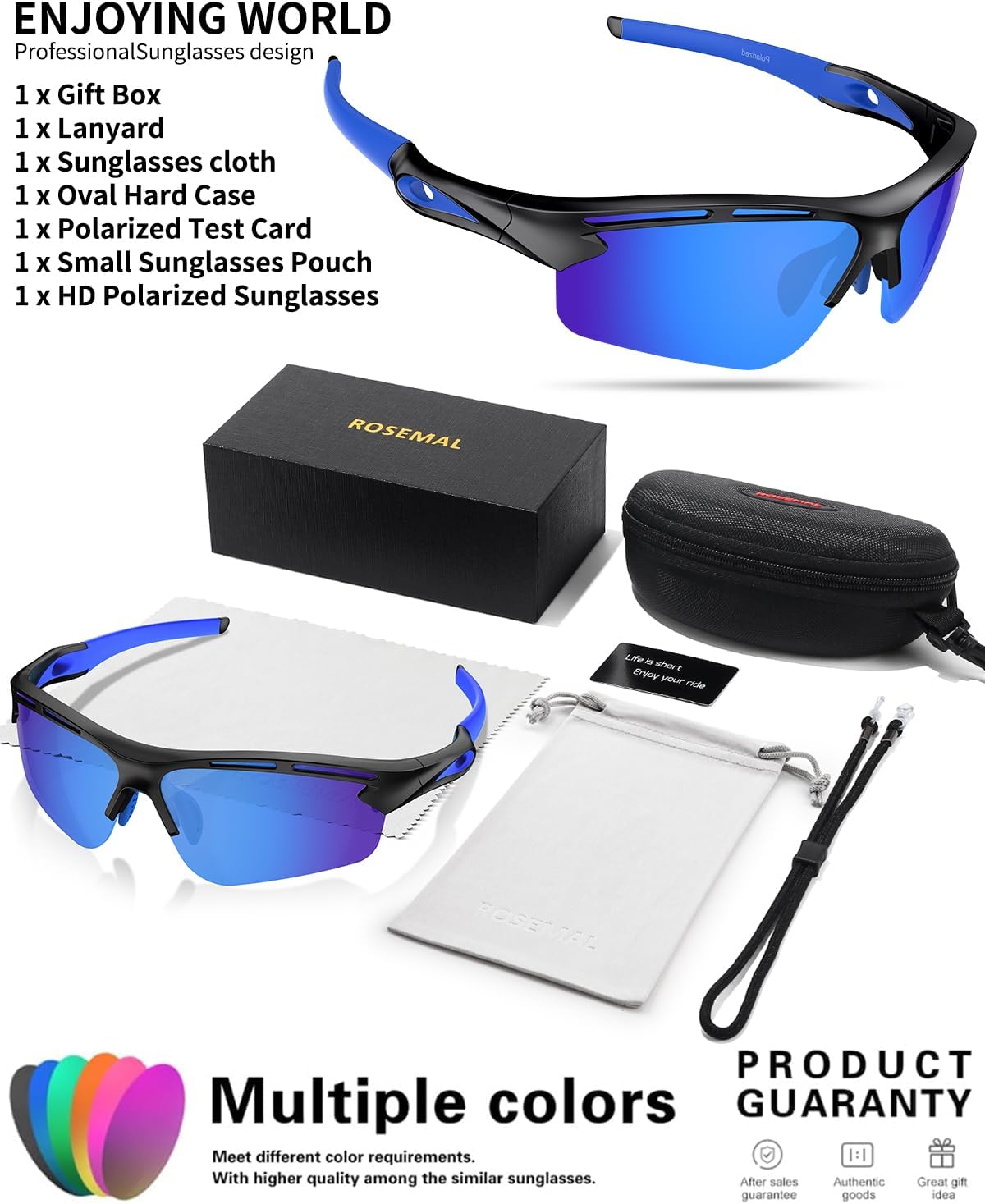 Polarized Sports Sunglasses for Men Women,UV400 Protection Sunglass for Running Cycling Fishing Hiking TR90 - Image 6