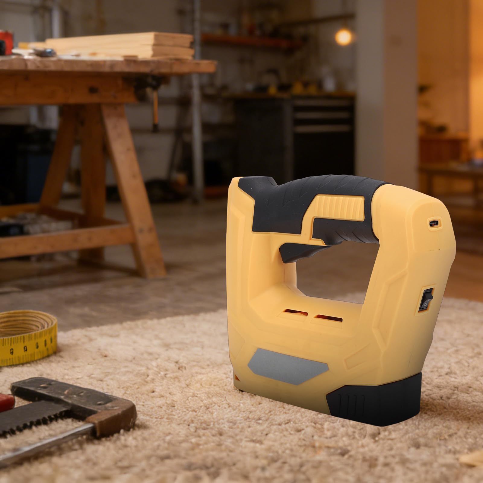 Fockety Kit de Grapadora Inalámbrica, Grapadora Eléctrica Liviana y Clavadora Brad con Batería de 2000 MAh y 3000 Sujetadores, para Tela, Madera, Alfombras, (Pistola eléctrica de 2000 mAh