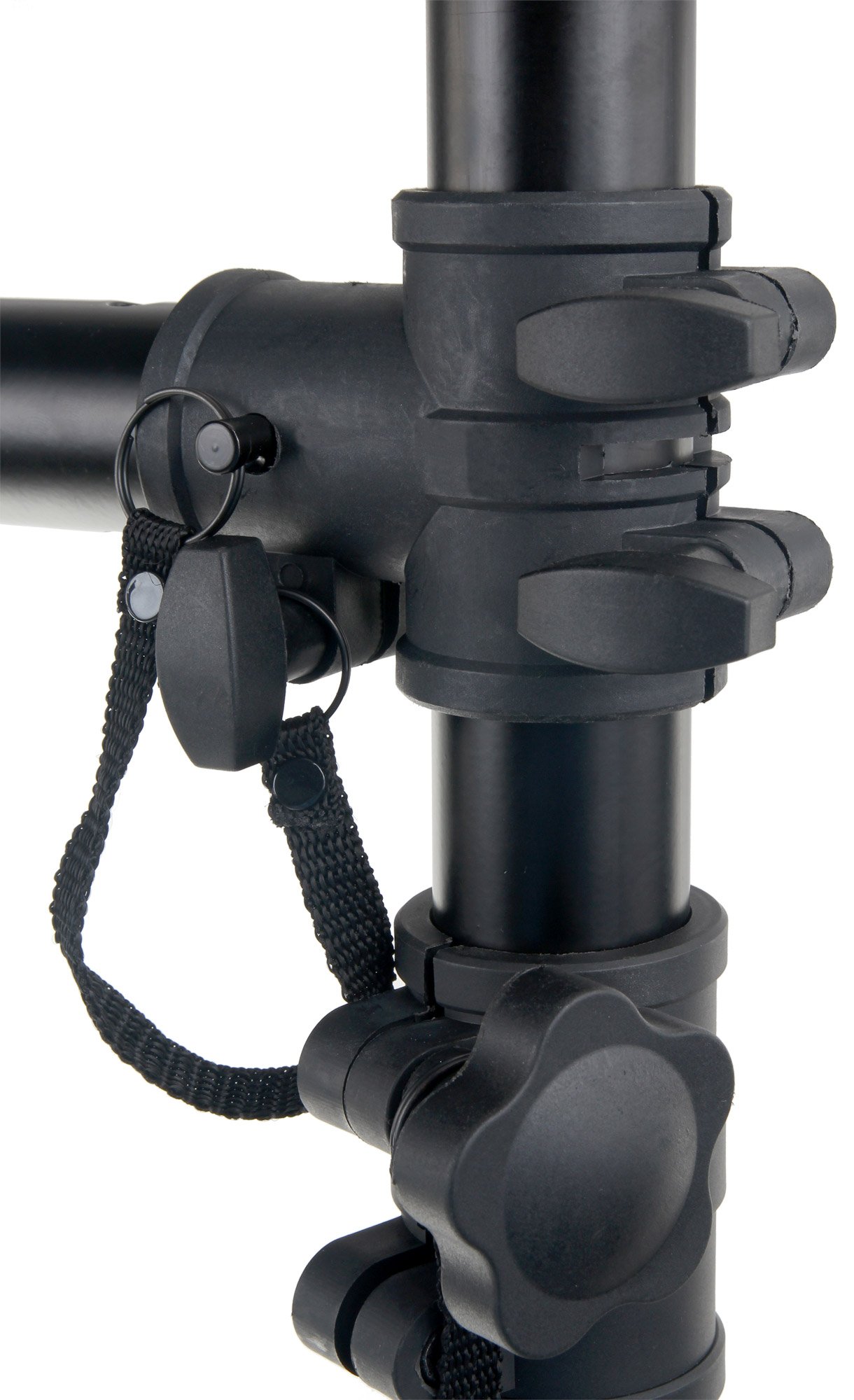 Showlite LTS-100 Traversen System (2x T-Bar Ständer 2x Quertraverse, Höhenverstellbar von 1,50m - 3,00m, Belastbar bis 75kg) schwarz