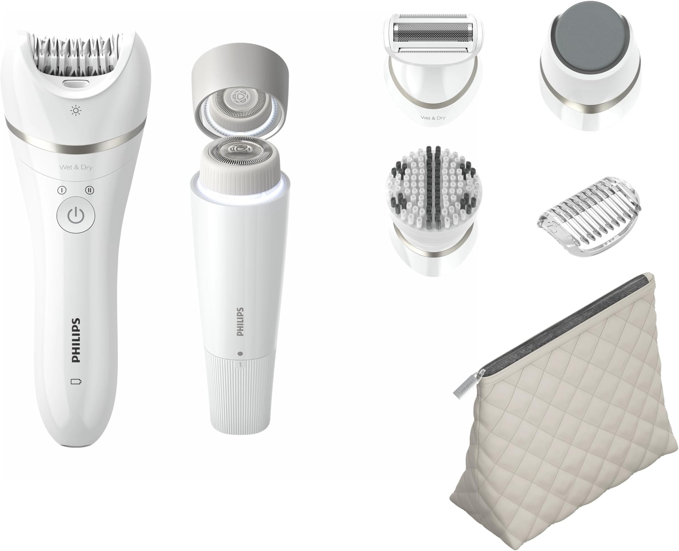 Beauty Set Series 9000 - All-In-One for Body, Face and Feet, Wireless Epilator, Wet and Dry with 6 Accessories, Model BRE770/92