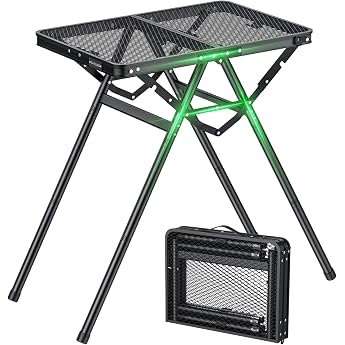 GARLLEN Foldable Grill Table 60 x 40 cm & 3 Height Adjustable 25/48/71 cm X-Shaped Support Design - Sturdy Lightweight & Portable Camping Table Folding Table Garden Table Picnic Table Small
