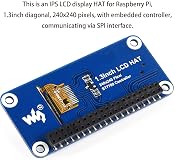 waveshare 1.3inch LCD Display HAT for Raspberry Pi 4B/3B+/3B/2B/Zero/Zero W/Zero WH, IPS Screen 240x240 Pixels RGB, 65K Display Color with Embedded Controller Communicating via SPI Interface