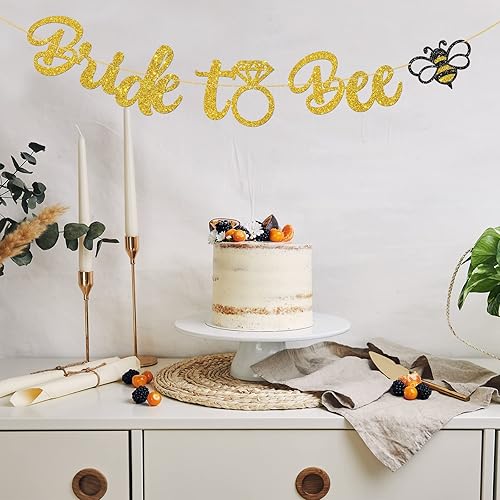 Miniatura 7 de Cartel de novia a abeja, suministros para fiesta de despedida de soltera, decoración de fiesta de boda con temática de abeja, purpurina dorada