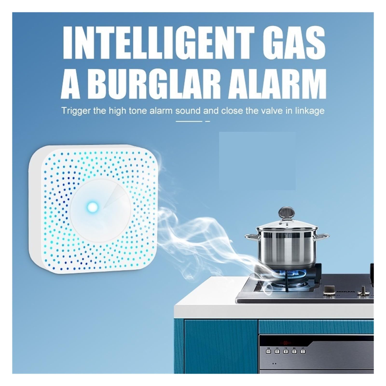 Allarme Smart, Sensore di gas combustibile Rilevatore naturale domestico allarme collegamento perdite Funziona con(WIFI Version)