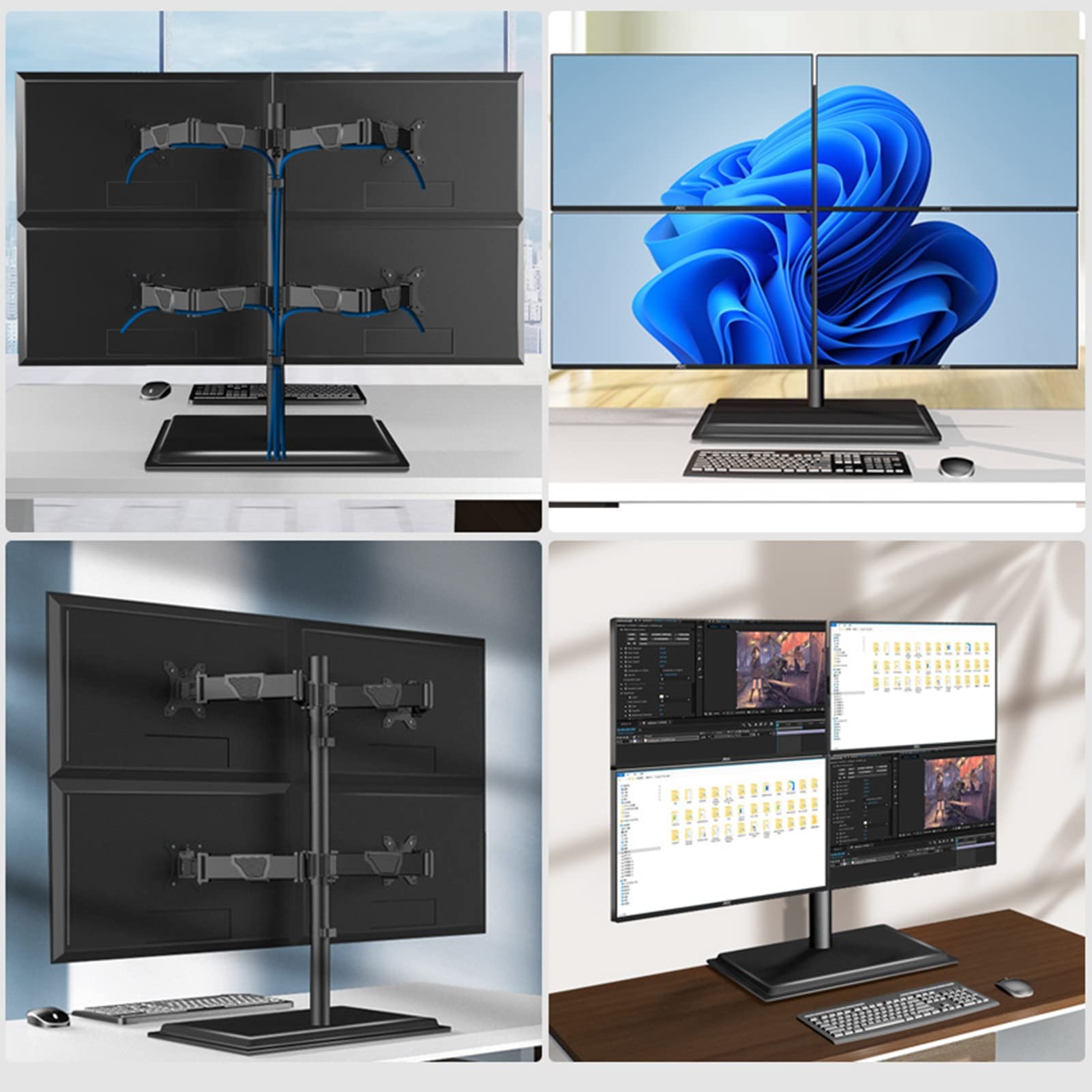 Soporte Universal Doble para TV, Ergonómico, para 2 Monitores, Soporte De Escritorio Independiente con Movimiento Completo, Compatible con Monitores De 27 A 40 Pulgadas.