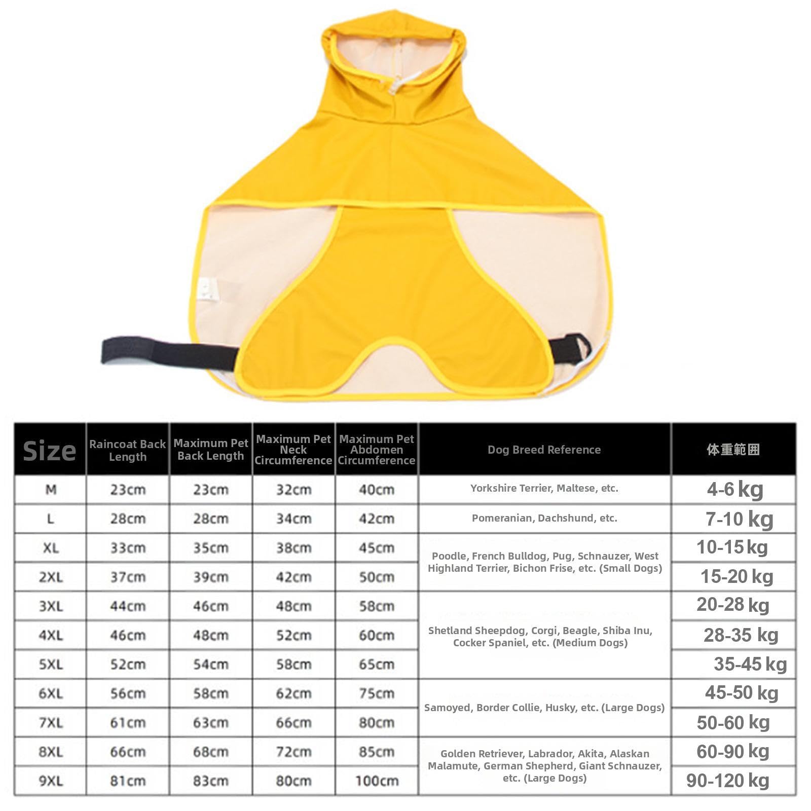 Impermeable con Capucha, Poncho para Perros, Práctico Impermeable para Cachorros Y Perros de Tamaño Mediano, 7XL