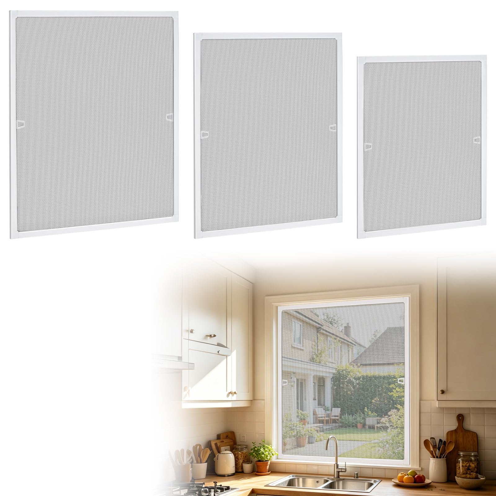 Mosquitera de aluminio 80 x 100 cm acortable para ventanas de instalación fácil