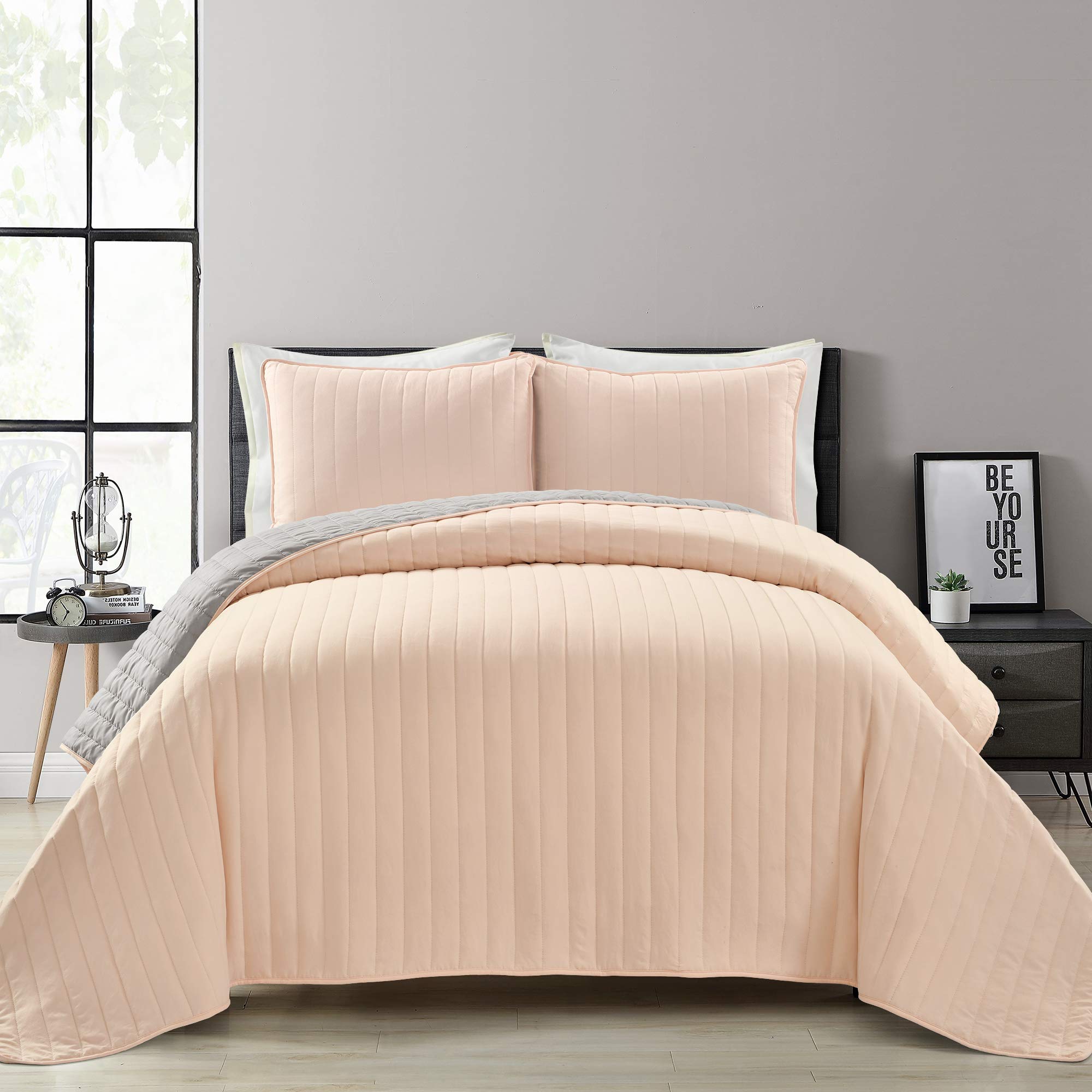 Lush Decor Hygge - Juego De Colcha Para Cama King, Color Azul Marino Y