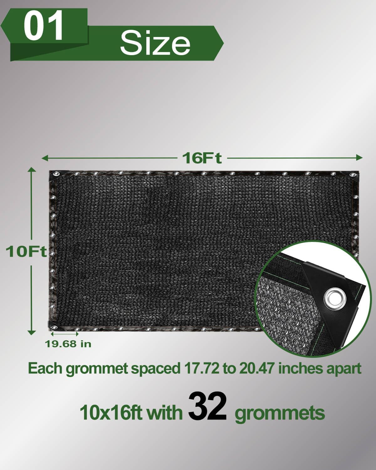 vensovo 50% Sunblock Shade Cloth Net Black Resistant - 10x16 Ft Garden Shade Mesh for Plant Cover, Greenhouse, Chicken Coop, Kennels, Tomatoes Plants