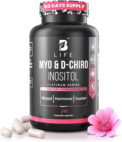 Myo-inositol y D-Chiro Inositol 401 para mujeres  Suplemento I de inositol para mujeres  Equilibrio hormonal, fertilidad y ciclo  Vitamina B8,