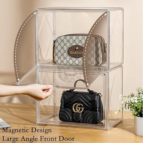 Miniatura 4 de Purse Storage Organizer for Closet, 3 Packs Plastic Acrylic Clear Handbag Purse Shoes Book Figure Toy Display Case, Storage Bins for Cosmetic,