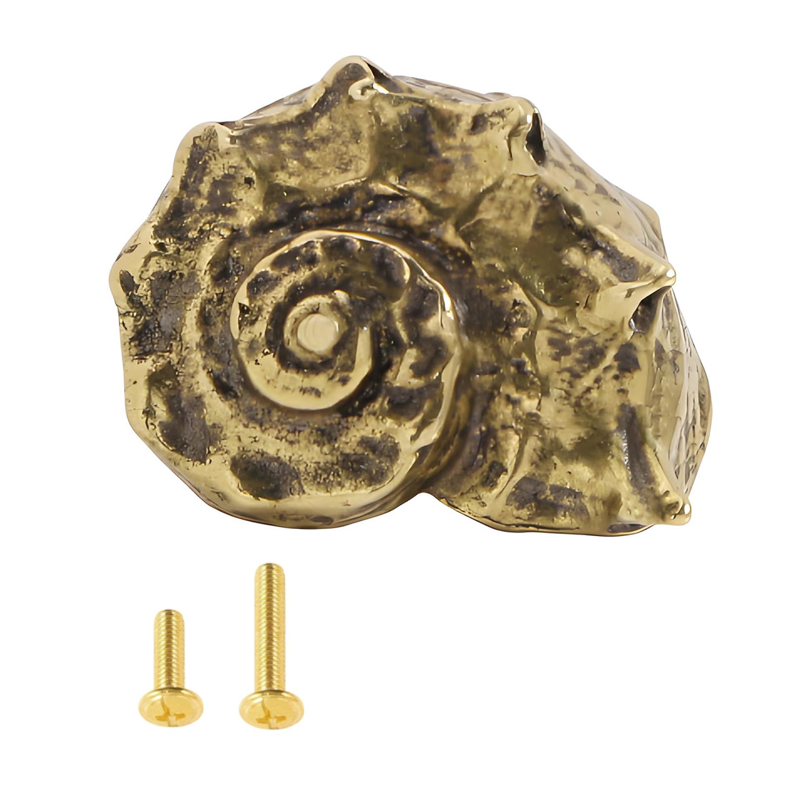 XIOANG Decorative Conch Shape Brass Cabinet Handle Drawer Pulls Kitchen Bedroom Unique Brass Cabinet Pull and Knob