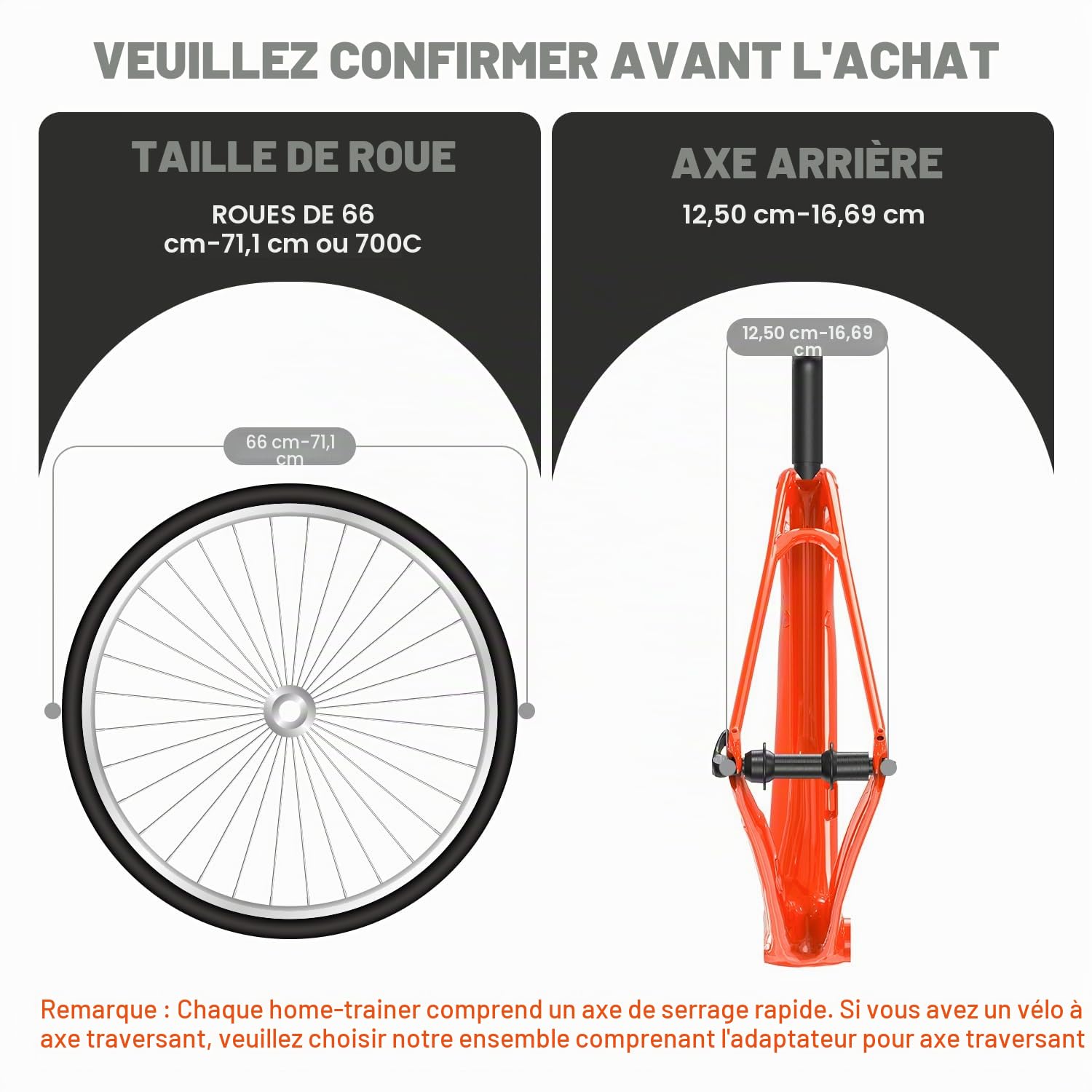 Entraîneur de vélo, Sportneer Home Trainer Bicyclette, freinage magnétique, 6 Réglages de Résistance avec Roue de réduction du Bruit, poignée à dégagement Rapide