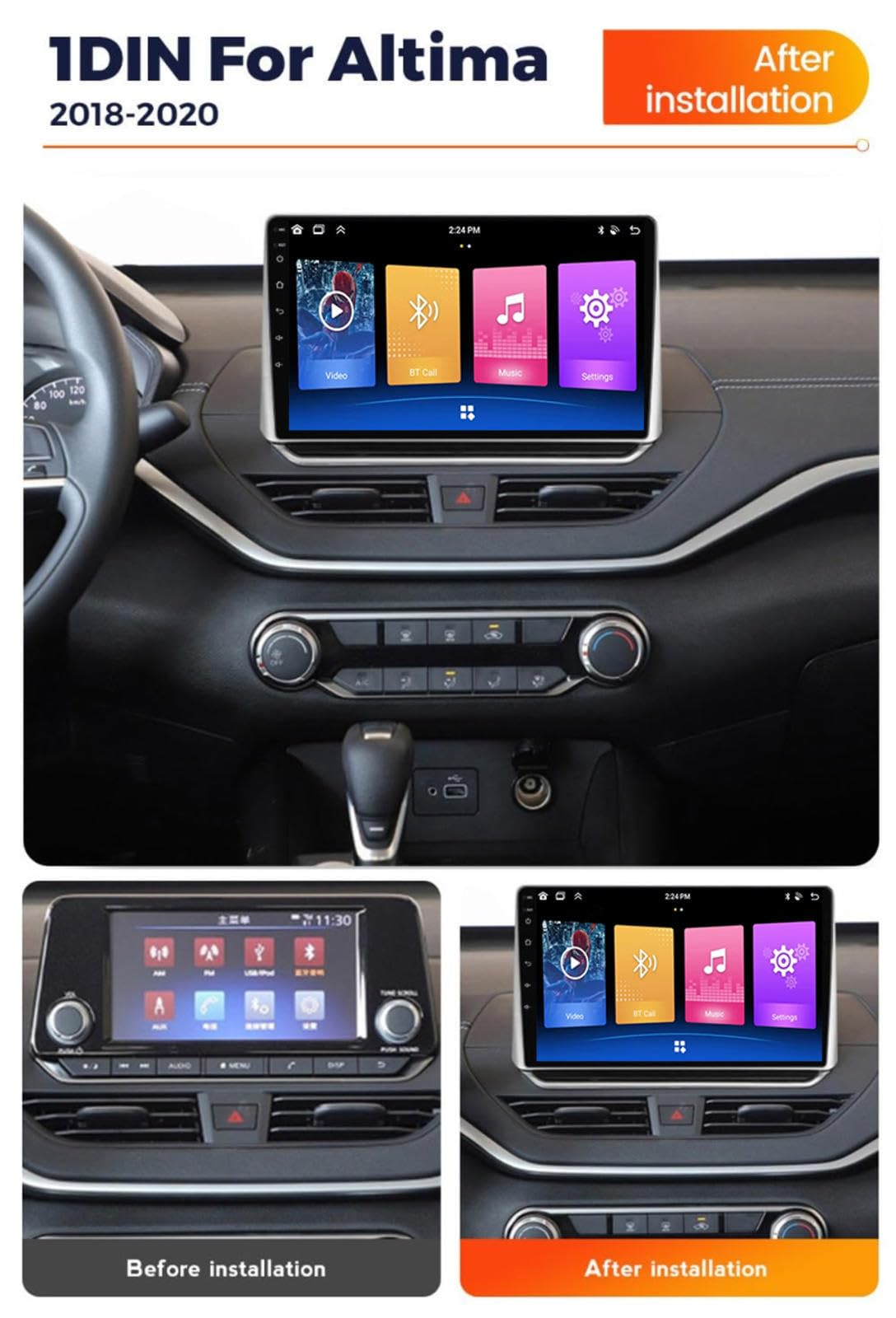 Android 15 Car Stereo 9" Samochód Dla Nissan Altima L34 2018-2020,M110 | Z Bluetooth, Nawigacja Gps, Radio Fm, Carplay, Kamera Cofania, Android Autoradio,M110