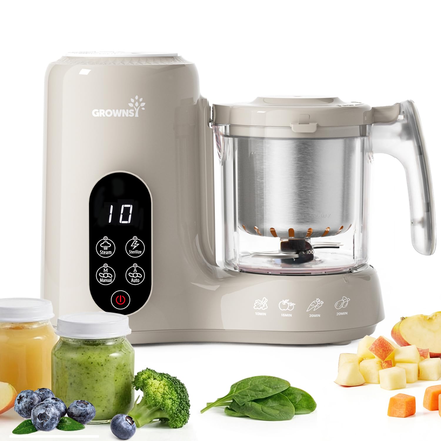 Grownsy Baby Food Maker with Stainless Steel Steam Basket,Steamer & Blender | Baby Food P…