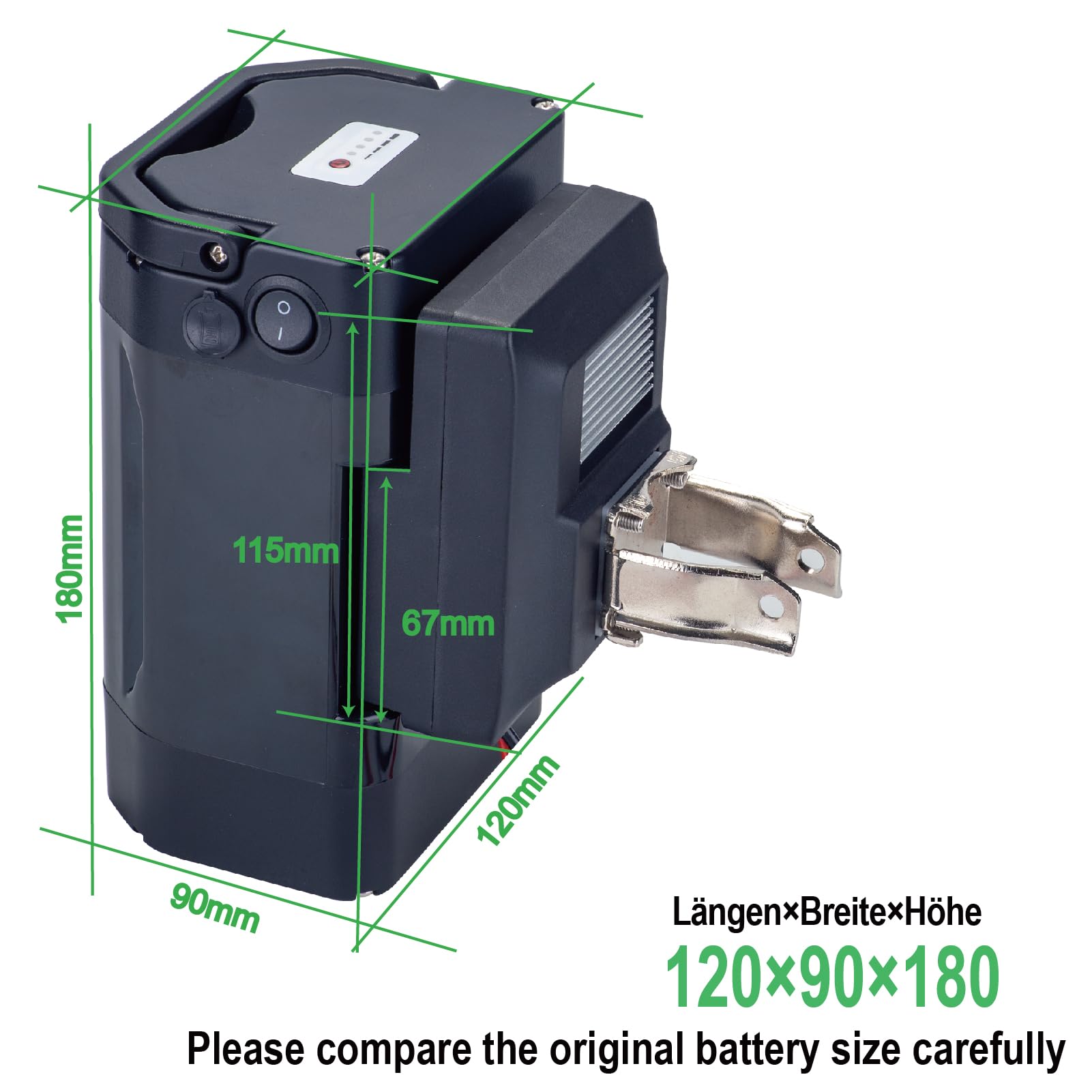 Batteria e-bike 36V 12Ah di ricambio per Ansmann, Heinzmann, PortaHK bici con caricabatterie, Safe Lock (36V 12Ah)
