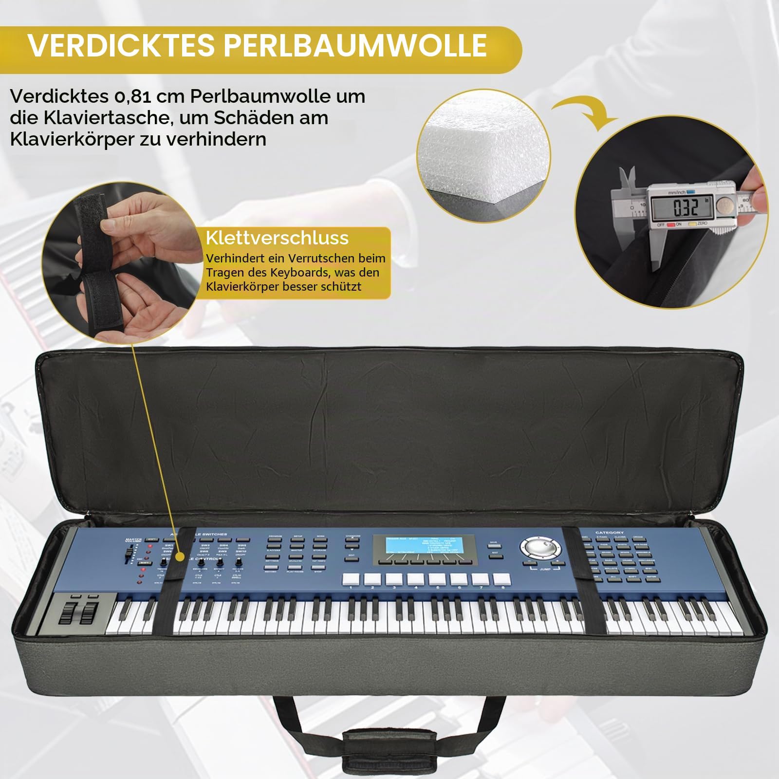 AKOZLIN Gigbag für 88 Tasten E-Piano, 137 x 36 x 16 cm | Tragbar, Gepolstert 10 mm, Wasserdicht, Oxford-Stoff, Universal