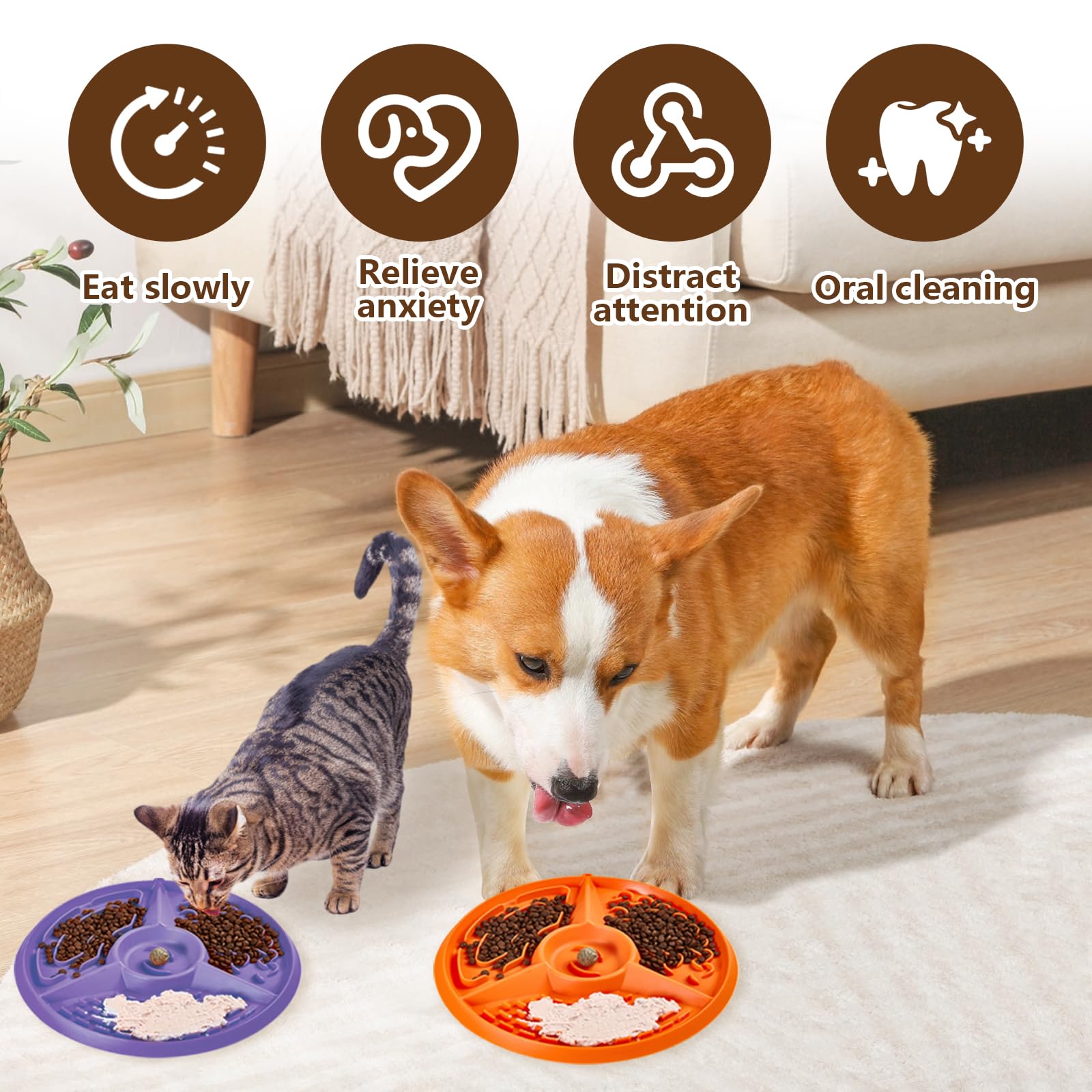 2 Pezzi Tappetino Leccare Cane, Tappetino da Leccare per Cani e Gatti con Ventose per Alleviare L'ansia per Burro Yogurt Arachidi