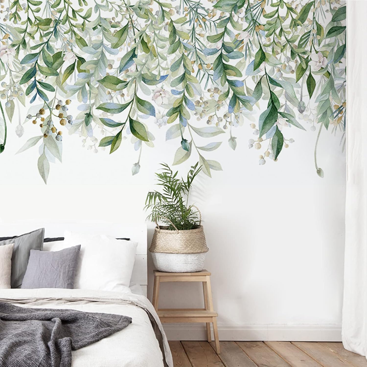 Meander Fresh Green Plants Wall Decals Large Vinyl Spring Smell Wall Stickers for Classroom Nursery Living Room Home Wall Decoration