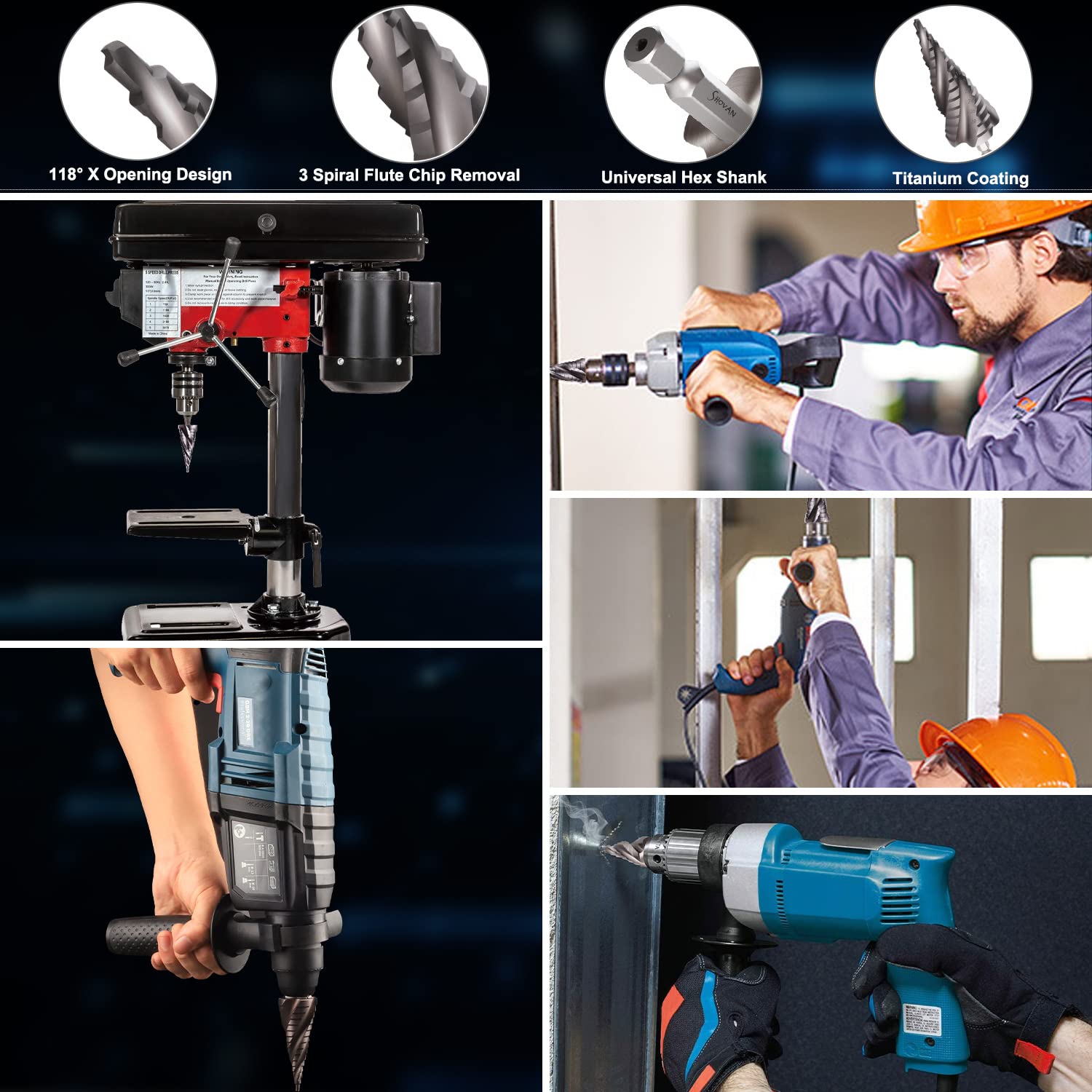 DAISYG] HSS Steel Step Drill Nitrogen Coated Bit Metal Hole Cutter 3
