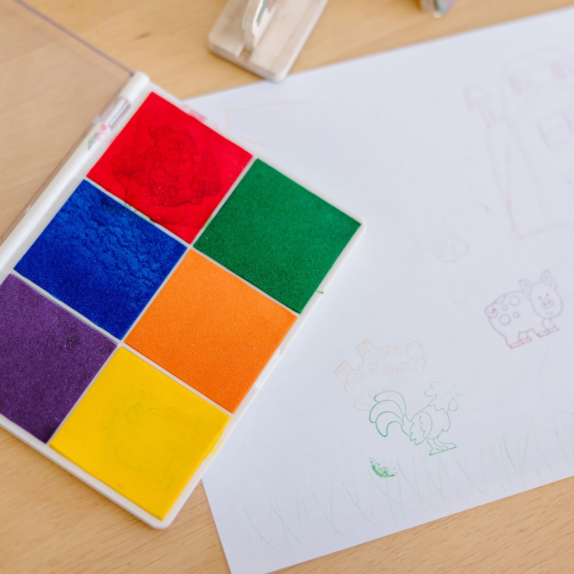 Melissa & Doug Almohadilla de tinta para estampar, Tinta lavable multicolor para sellos, Juguete creativo, Actividades creativas, Juego creativo para niños y niñas de 3 4 5 6 7 años