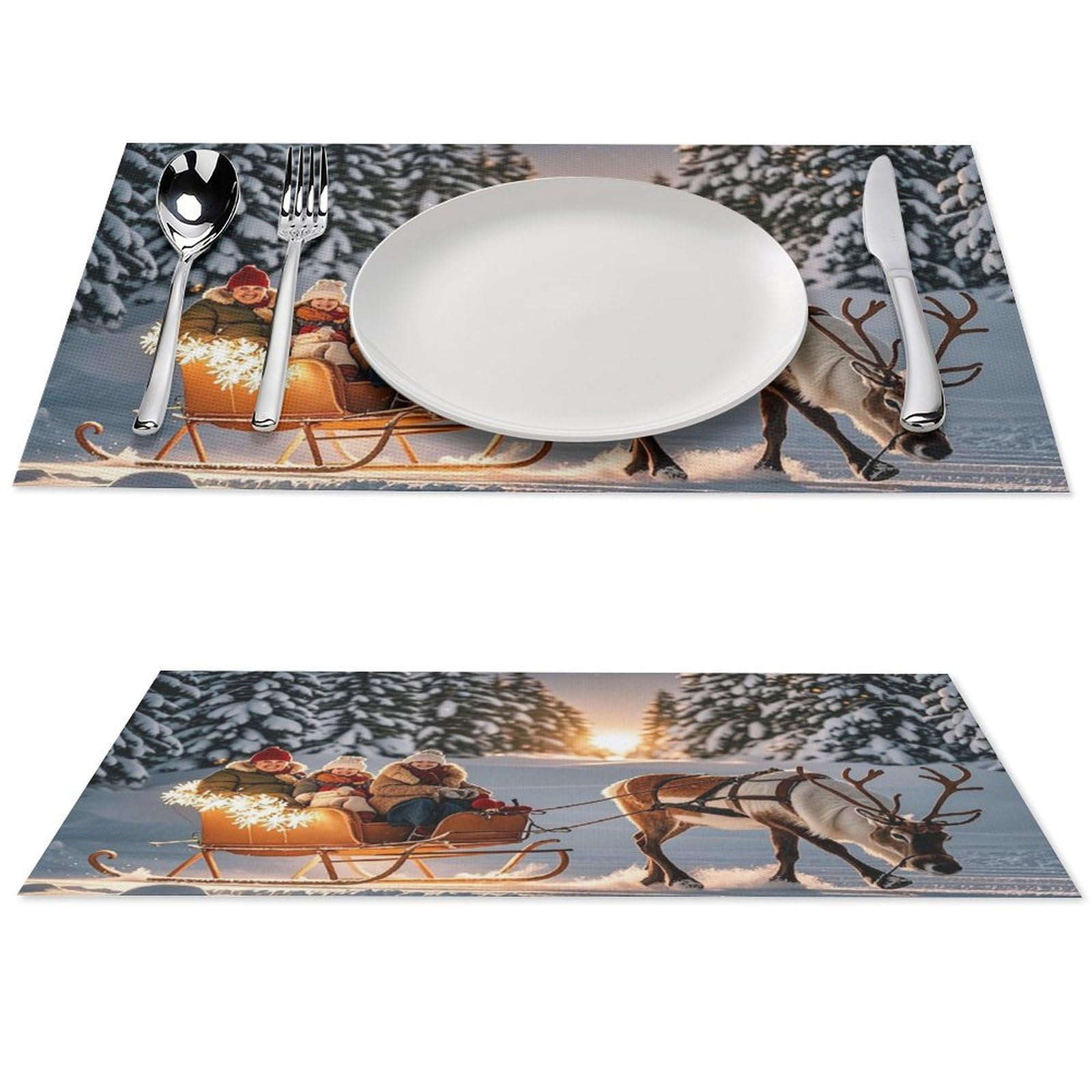 Sets de table en PVC antidérapants et thermorésistants motif traîneau