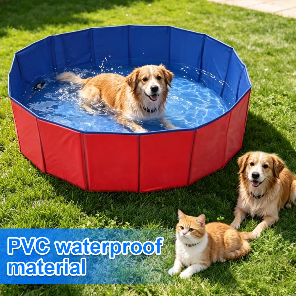 Piscina per cani, 80 x 30 cm, pieghevole, con valvola di scarico, antiscivolo, per cani di piccola taglia, gatti