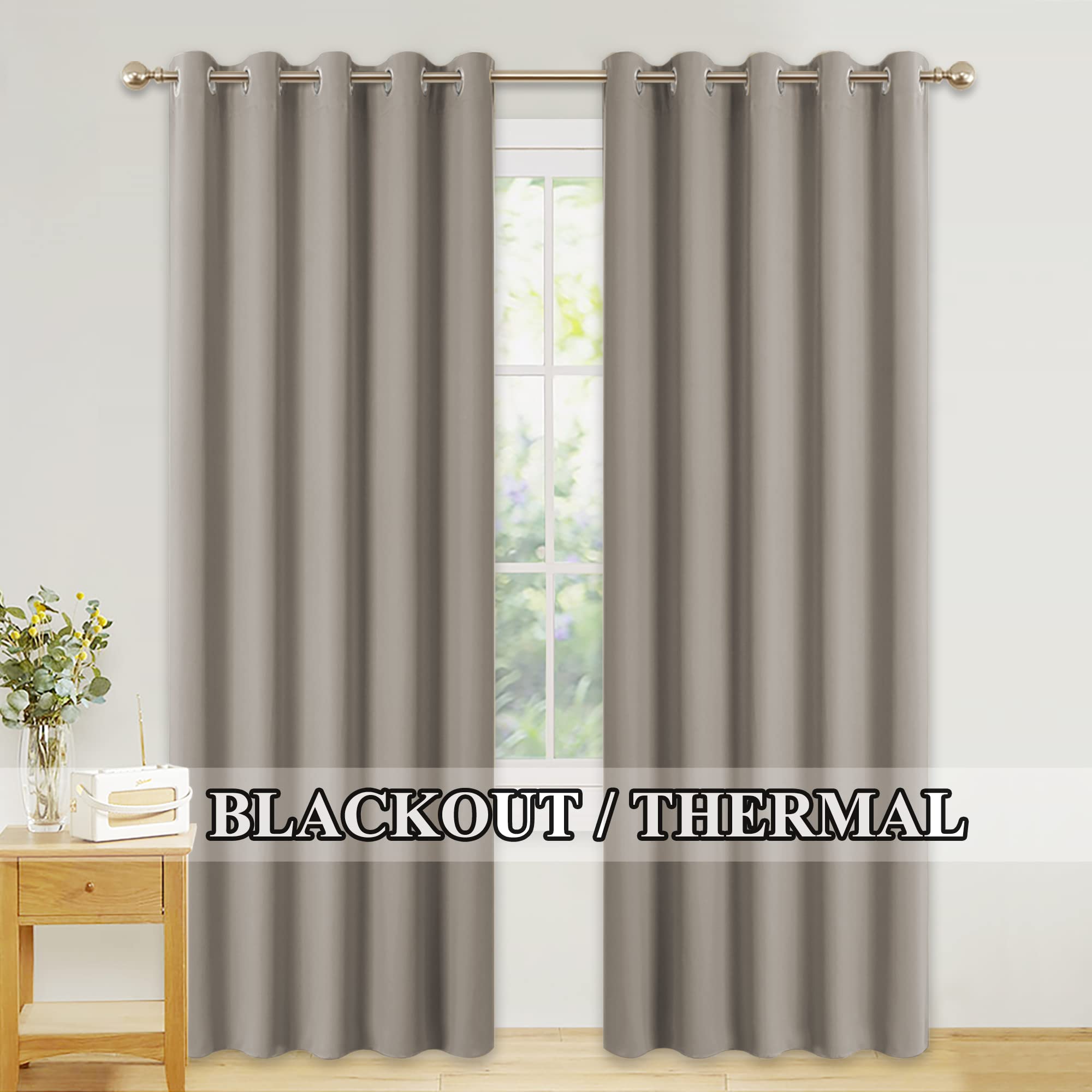 PONY DANCE Tende Oscuranti per Interni 2 Pezzi L 167 x A 228 cm - Tende Camera da Letto Tende Moderne per Soggiorno Tende Confezionate ad Occhiello Tende per Salotto, Sabbia