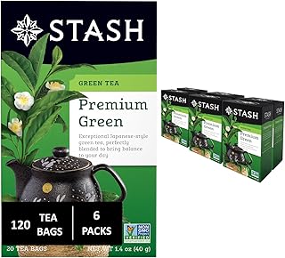 Tea Premium Green Tea, 20 Count Box of Tea Bags in Foil, (Pack of 6)