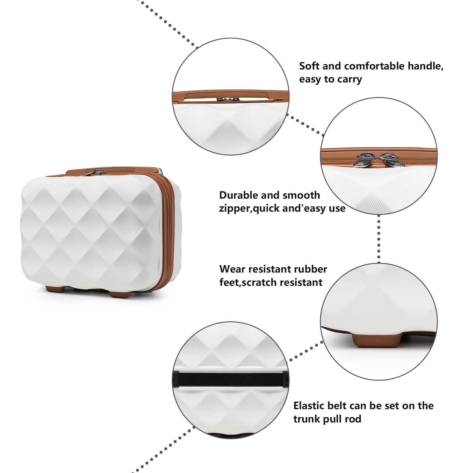 British Traveller Beauty Case 30x17x25cm Valigia Trolley Rigida Leggero Borsa da Toilette (13pollici, Bianco)