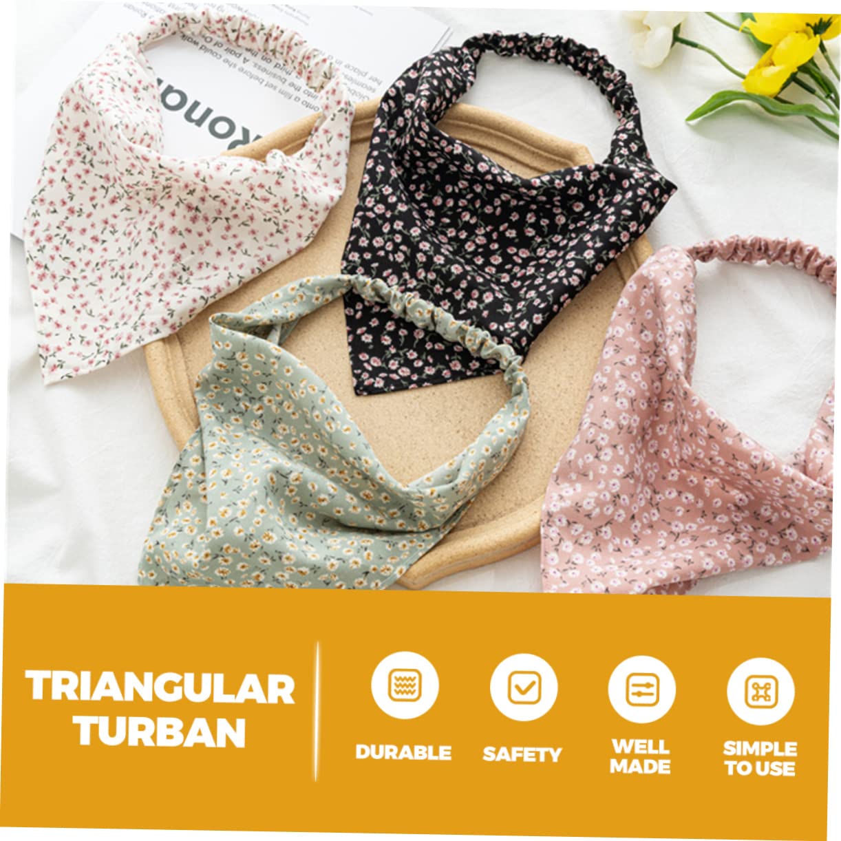 FRCOLOR 30 Piezas Bufanda Triangular Turbantes Para Mujeres Bufanda De Cabeza De Diadema Con Pañuelo Floral Para El Pelo Damas Diademas Hijab De Gasa Pañuelo Para El Pelo Tela