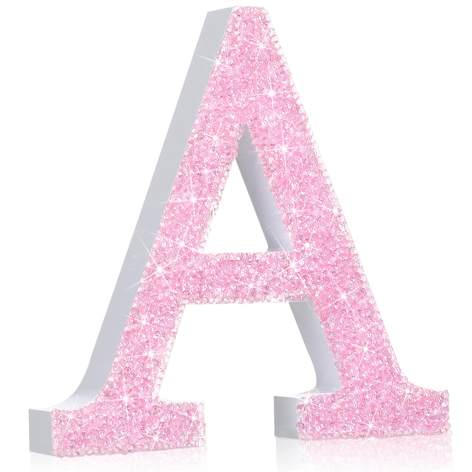 Qunclay Letras de diamante de cristal de 5.7 pulgadas, letras rosas brillantes, letras colgantes, decoración de diamantes de imitación, manualidades para el día de San Valentín, bodas, regalos para
