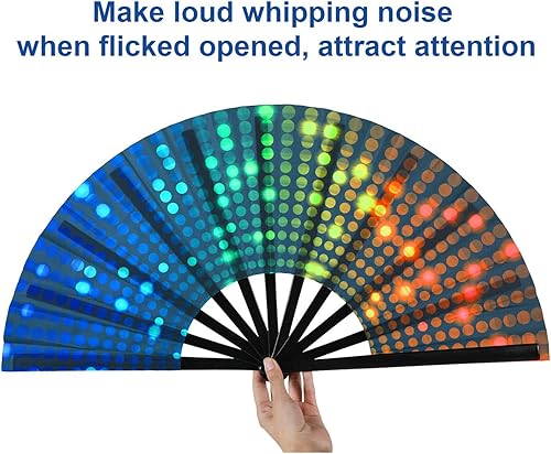 Miniatura 3 de Ventilador de mano plegable grande, ventilador de mano plegable para mujeres, abanicos de mano, ventilador de mano chino de Kung Fu Tai Chi para