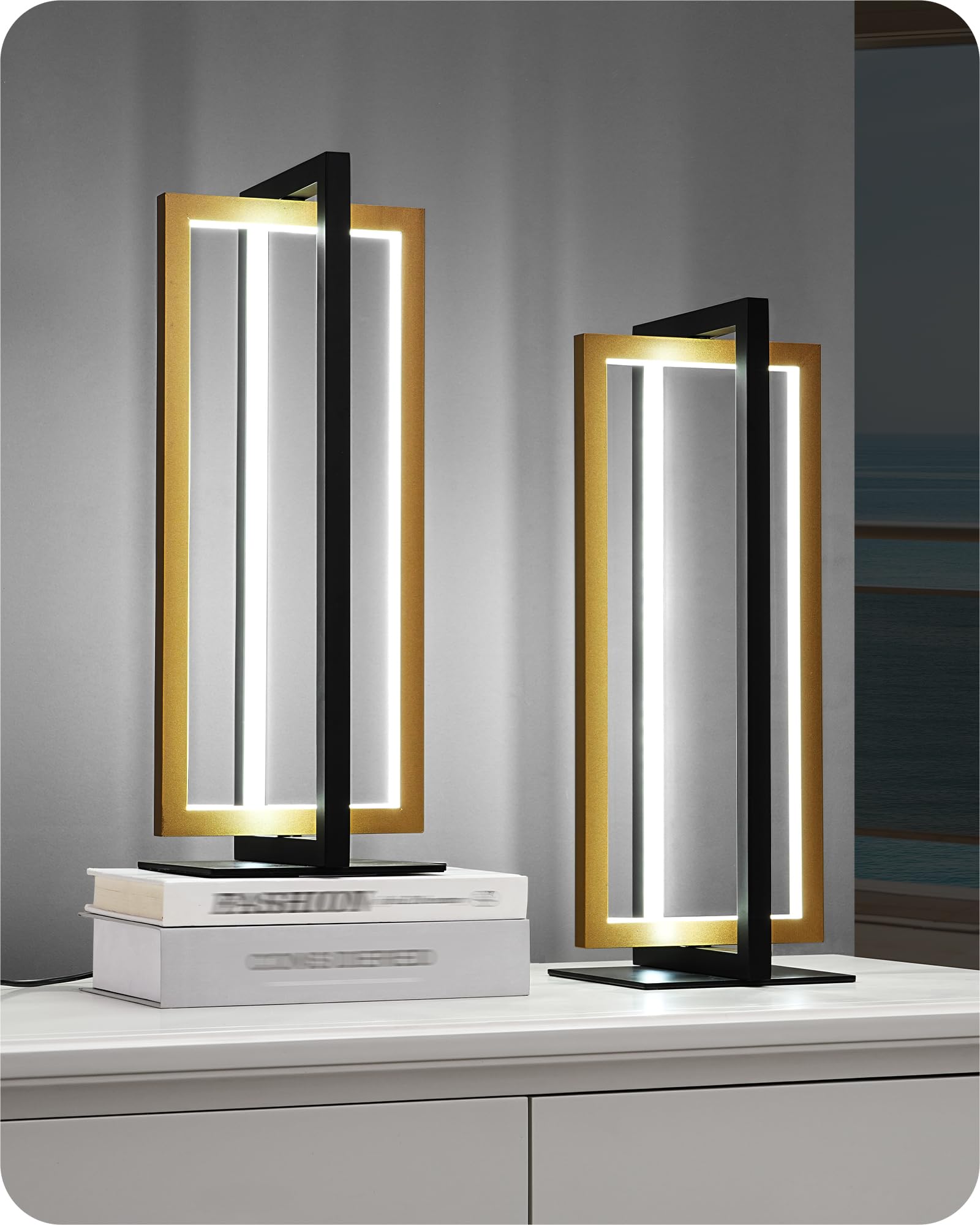Photo 1 of EDISHINE LED Table Lamp Set of 2, Dimmable, Gold