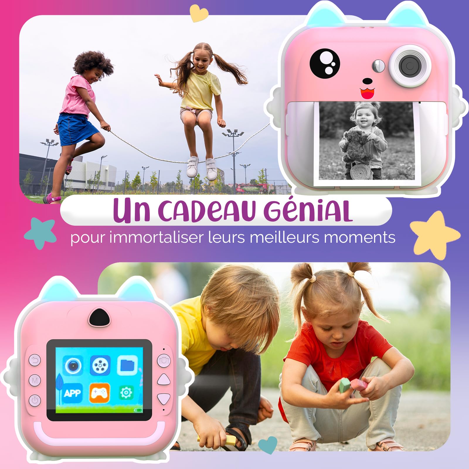 Appareil Photo Instantané pour Enfants - Bluetooth 48MP - Carte 32 GB