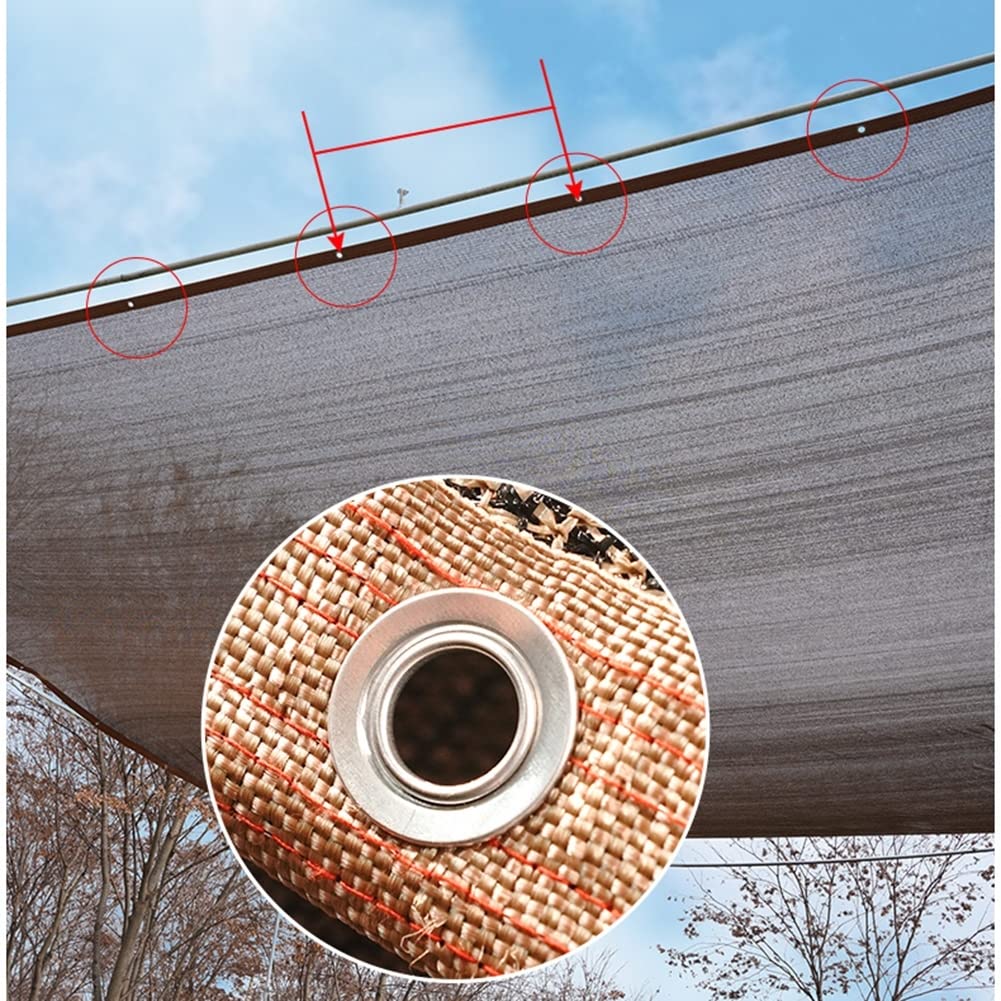 Red de Sombra Resistente a los Rayos UV con aro metálico para sombreado de Patios al Aire Libre, Transpirable y para invernaderos de Cristal y Sombras, Color marrón, 5 x 8 m