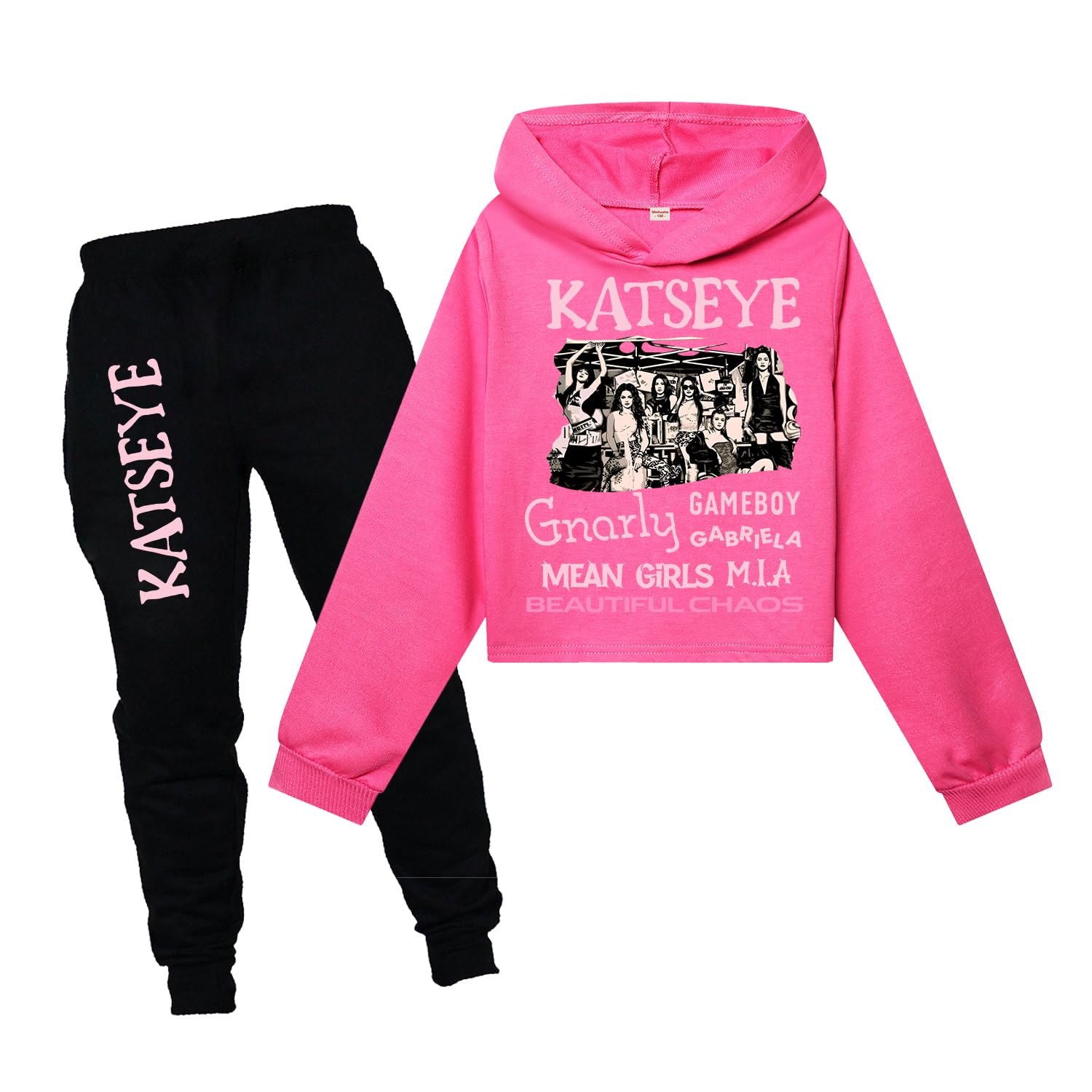 KATSEYE - Set con felpa con cappuccio e pantaloni, 2 pezzi, a maniche lunghe