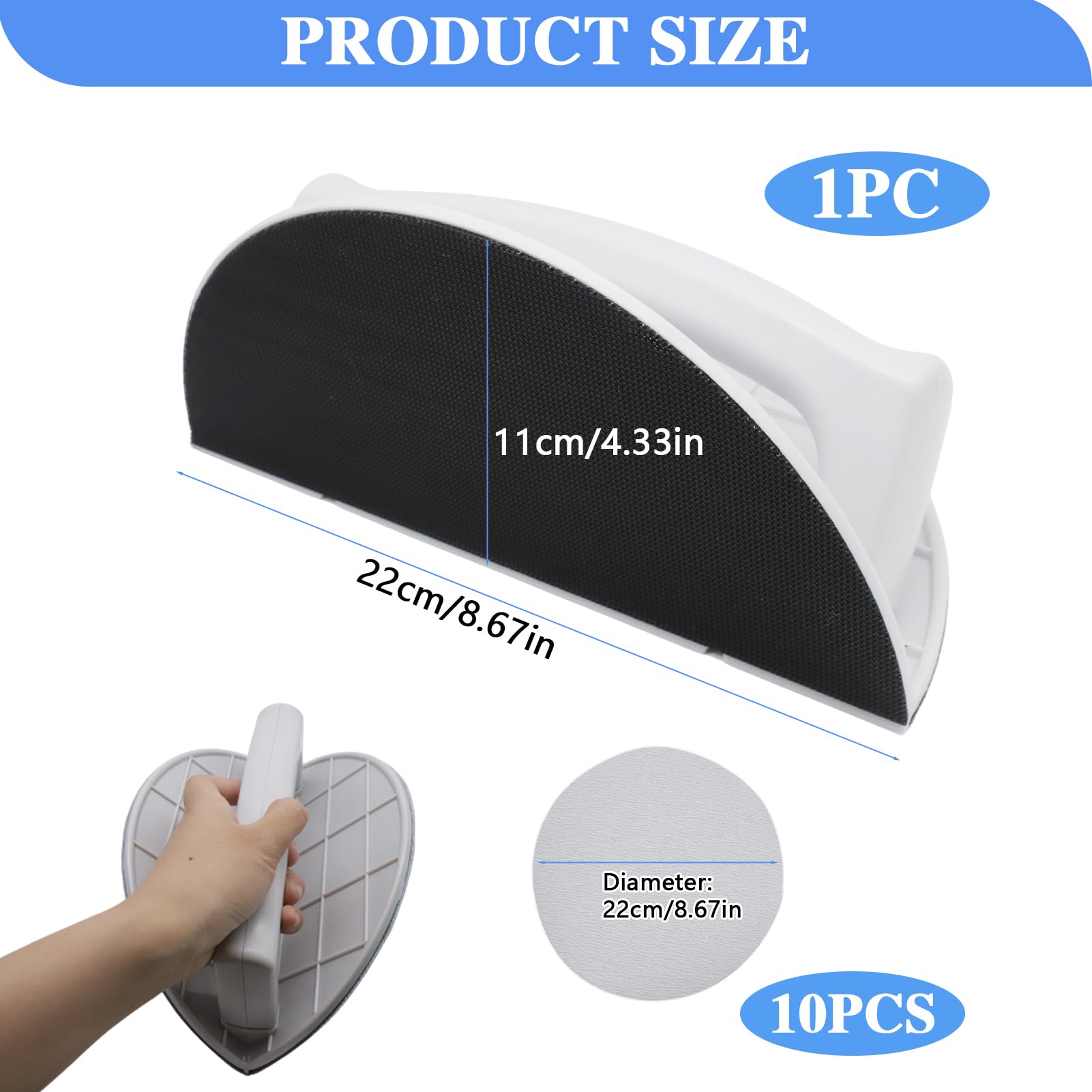 Ponceuse Manuelle Semi-Circulaire Multifonctionnelle, Cale a Poncer Angle avec 10 Papier a Poncer, Outil Poncage Bois Idéal pour Murs, Coins Étroits et Courbes, Ponceuse Placo Professionnelle