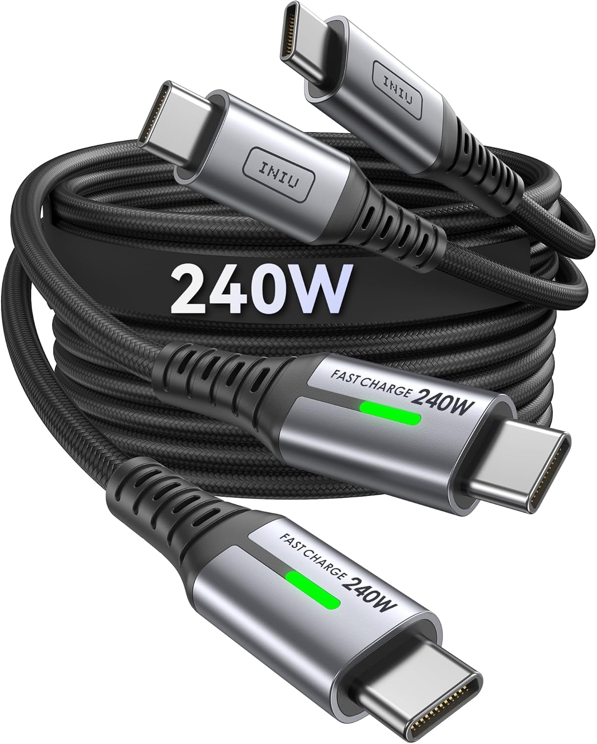 INIU 240W USB C Kabel, [2-Pack 1m] PD Schnellladekabel USB C auf USB C, Nylon Geflochten Ladekabel USBC Ladegerät für iPhone 16 15 Pro Max Samsung Galaxy S25 S24 Pixel 9 iPad Pro MacBook Air usw