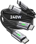INIU USB C to USB C Cable, 240W Fast Charging Type C Charger Cord, Braided USBC Phone Charger Cable for Laptop iPhone 17 16 15 Pro Max Samsung S26 S25 MacBook Neo Air iPad Switch 2[6.6ft+6.6ft Black]