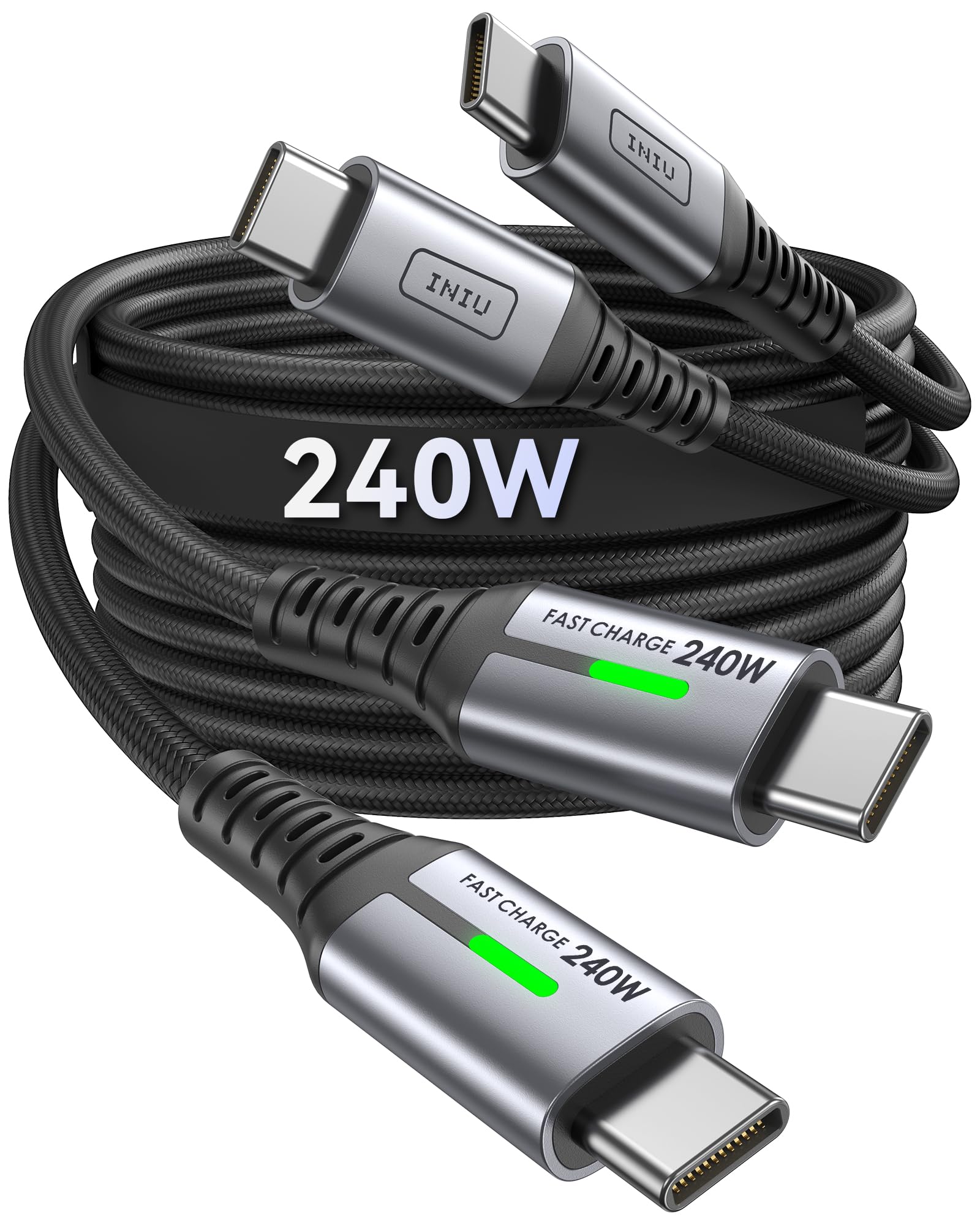 INIU USB C Cable 3ft, 2-Pack 240W Fast Charging Cord Type C, Braided USBC to USB-C Charger Cable for iPhone 17 16 15 Pro Max Samsung S25 S24 Ultra MacBook iPad Air Steam Deck Switch etc.